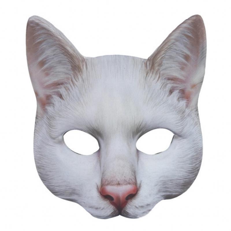 Masquerade Digital Printing Animal White Cat Mask