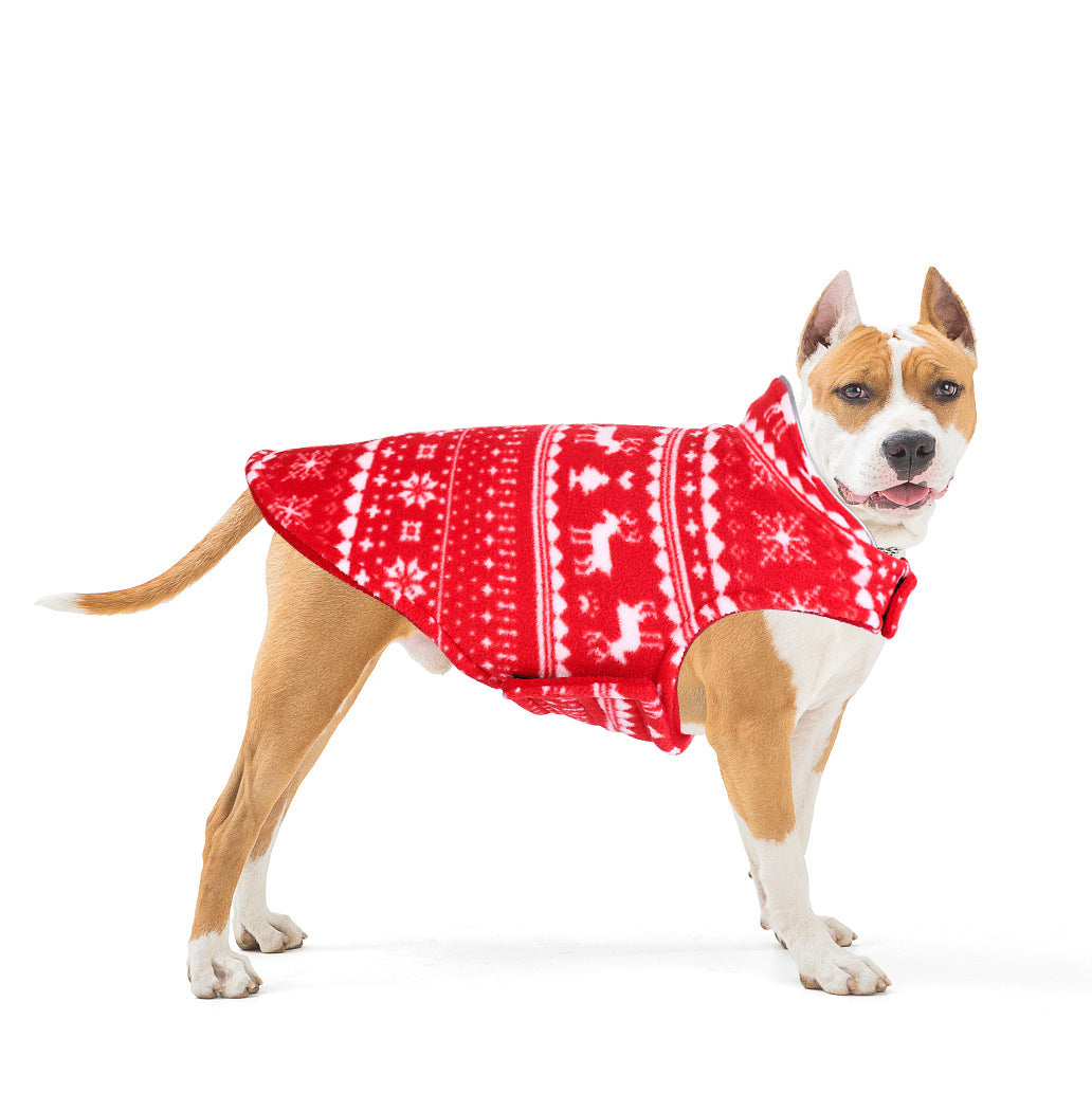 Christmas Printed Polar Fleece Double-sided Dog Jacket