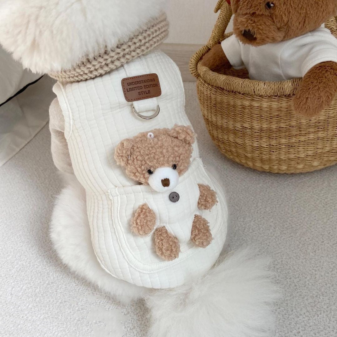 Pet Dog Cotton Vest Clothes With Traction Ring