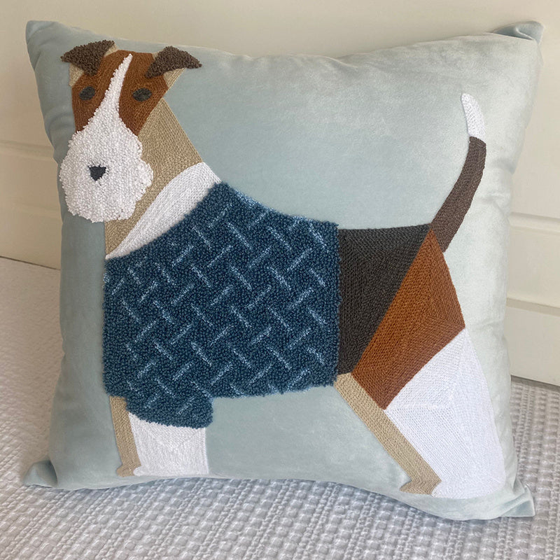 Pillow Embroidered Cushion With Core American Dog