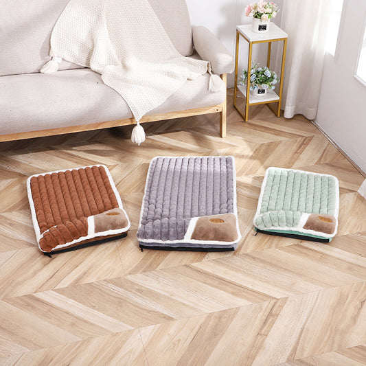 Large Grid Rabbit Fur Pet Floor Mat