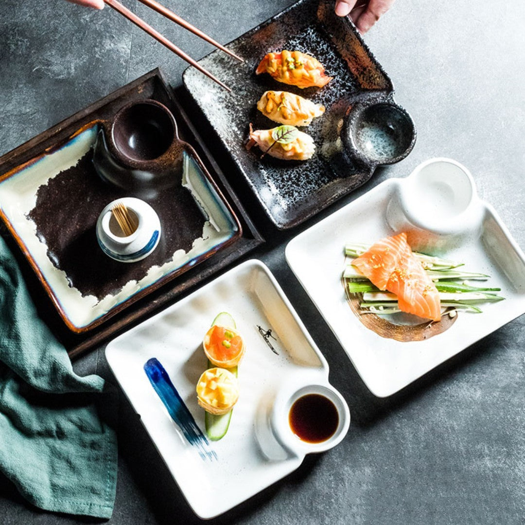 Japanese Creative Ceramic Dumpling Special Plate Comes With Vinegar Plate