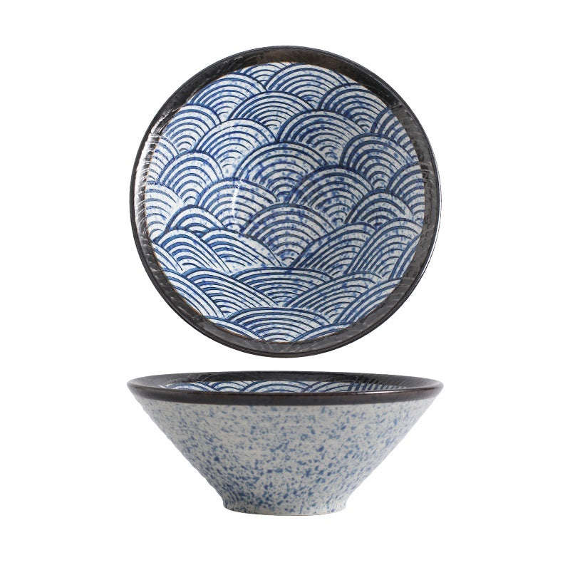 Mild Luxury Retro Tableware Ceramic Qinghai Pattern Ramen Bowl