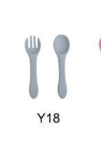 High Quality Natural 100 Food Grade Inventory Easy To Rinse Spoon Weaning Unbreakable Rubber Fork Dishwasher Safe Feeding Set