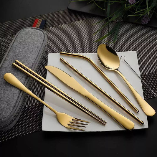 Titanium-plated Stainless Steel Portable Tableware