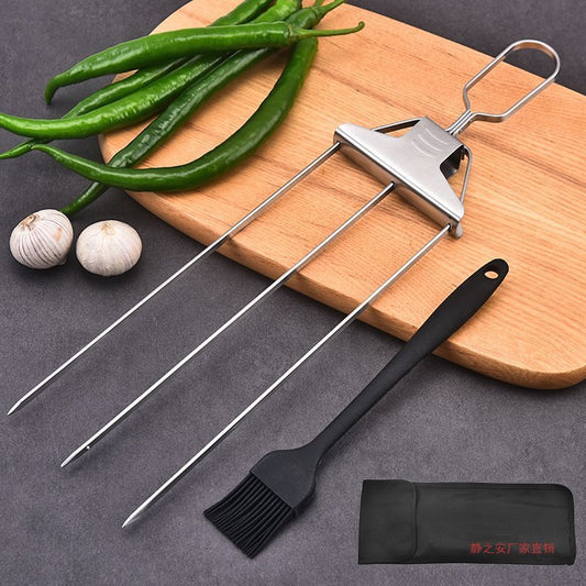 Household Stainless Steel Semi-automatic Barbecue Fork