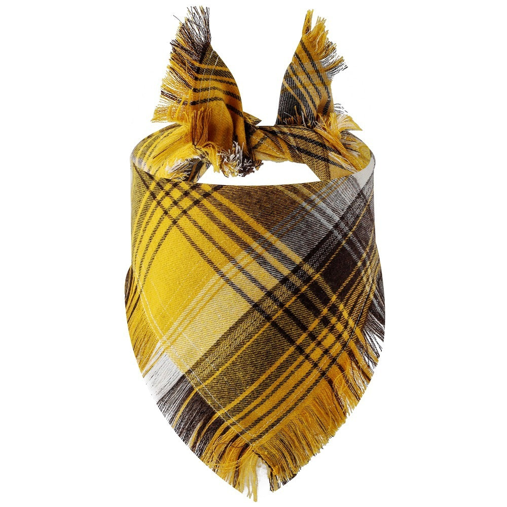 Plaid Tassel Triangle Scarf Pet Dog Pet