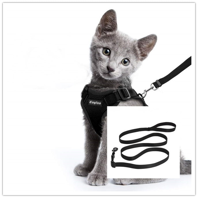 Escape Proof Cat Vest Harness And Car Seat Belt Adapter Adjustable Reflective Cat Harness Soft Mesh Harness For Kitten Puppy