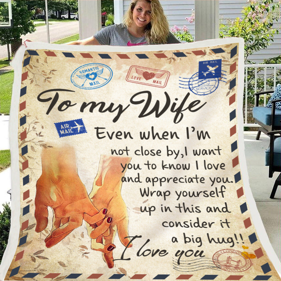 Fleece Blanket to My Daughter Son Wife Letter Printed Quilts Air Mail Blankets Positive Encourage and Love GiftsDrop Ship