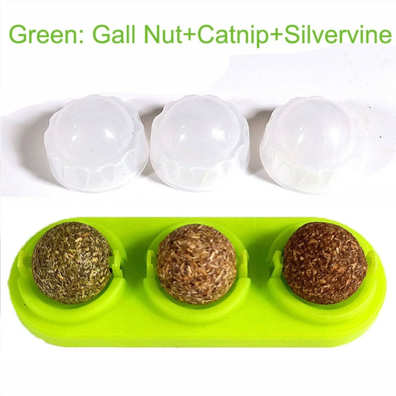 3pcs/lot Self-adhesive Rotated Catnip Lick Ball