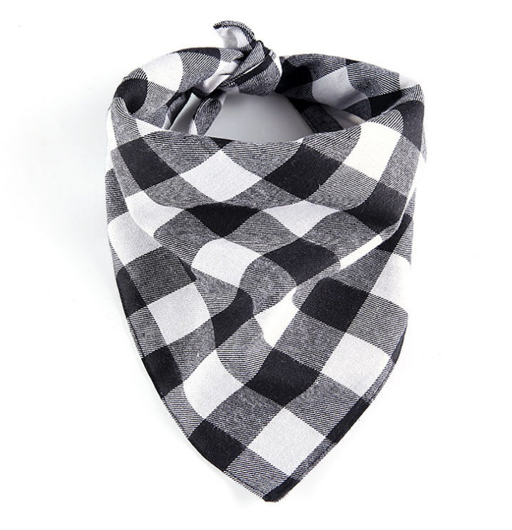 Cross-border new classic plaid pet saliva towel double dog triangle towel dog scarf pet jewelry