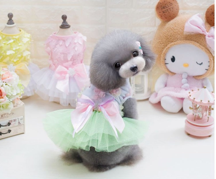 Dog Skirt Princess Tutu Spring-Summer Teddy Dress Mesh Thin Summer Dog Clothes