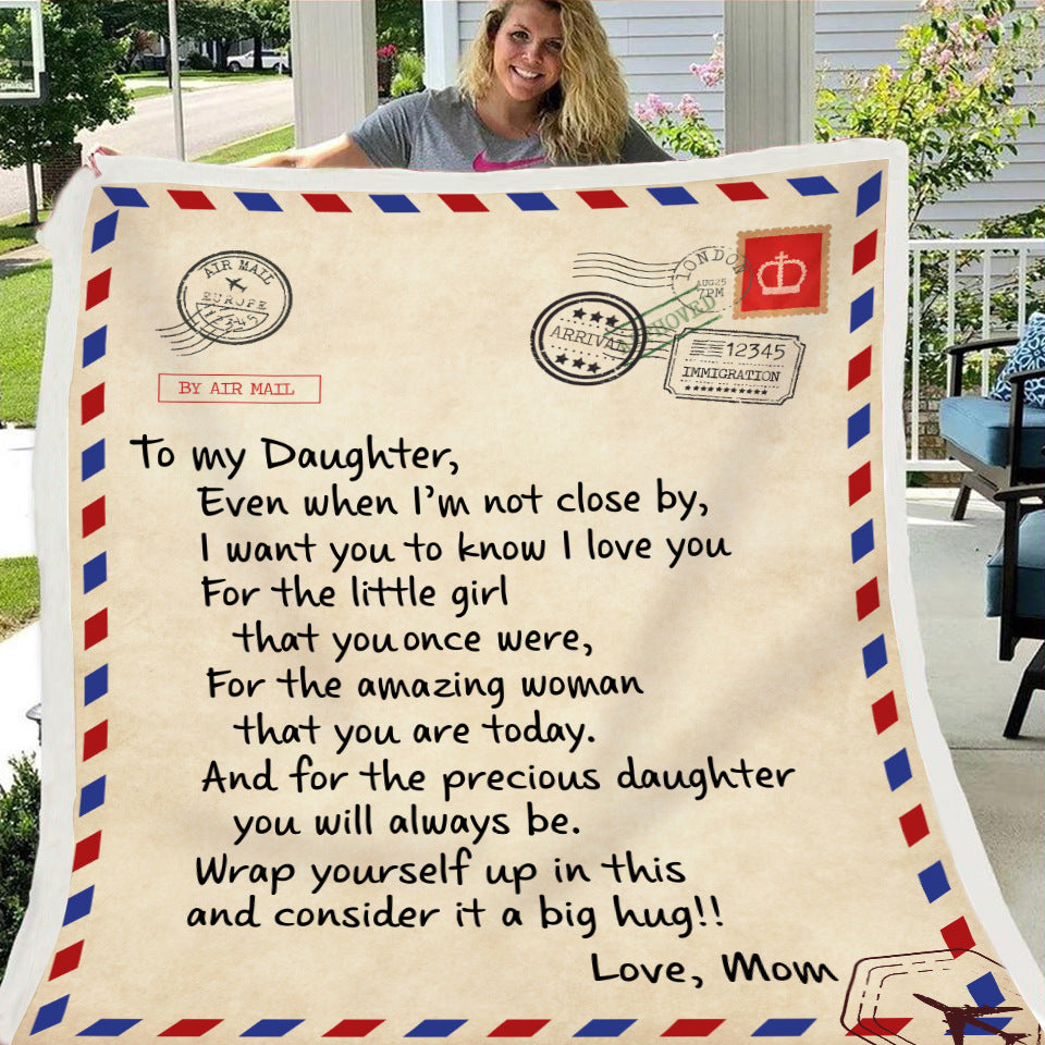 Fleece Blanket to My Daughter Son Wife Letter Printed Quilts Air Mail Blankets Positive Encourage and Love GiftsDrop Ship