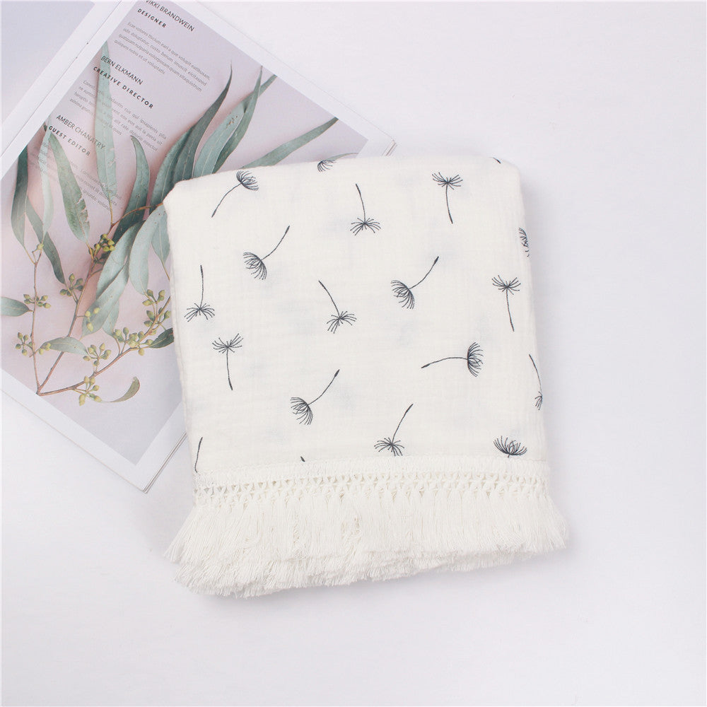 Children's Cotton Printed Tassel Blanket Baby Gauze