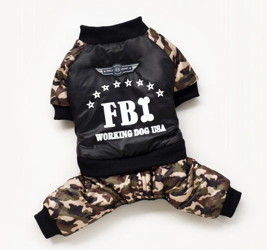 Camouflage FBI Four-Pot Warm Cotton Coat Pet