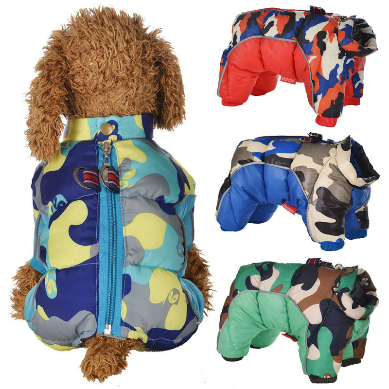 Dog cold four legged cotton jacket