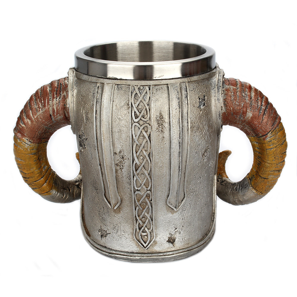 Stainless Steel Horns Helmet Skull Coffee Mug