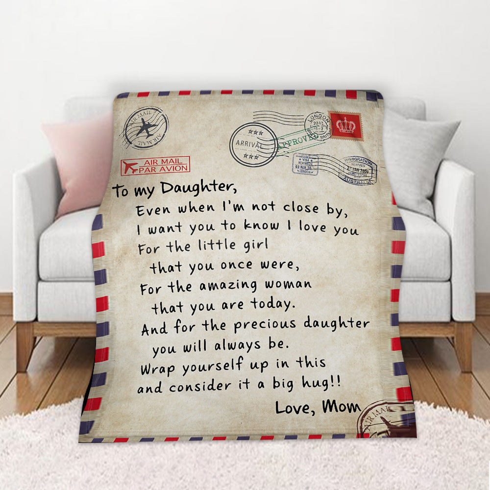 Fleece Blanket to My Daughter Son Wife Letter Printed Quilts Air Mail Blankets Positive Encourage and Love GiftsDrop Ship