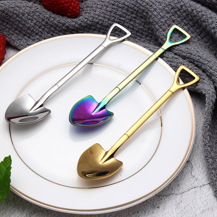 Stainless steel spade dessert fork spoon multicolor