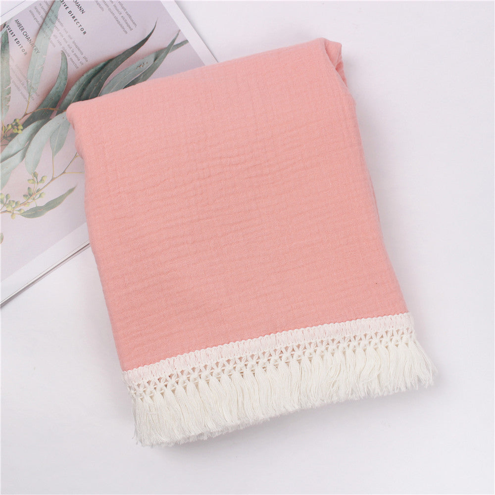 Children's Cotton Printed Tassel Blanket Baby Gauze