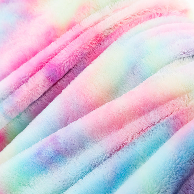 New Rainbow Tie Dye Polyester Double Layer Blanket