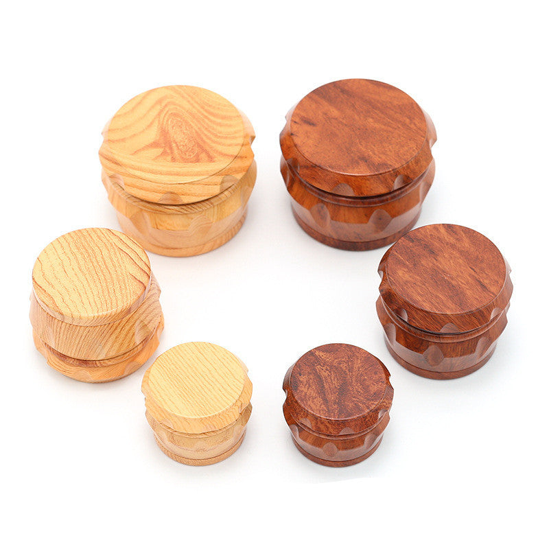 New Wood Grain Drum Smoke Grinder 63mm52mm40mm Zinc Alloy