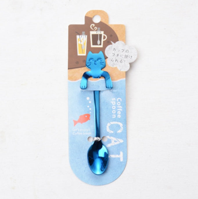 Cross-border 304 Stainless Steel Spoon Cartoon Cat Handle Hanging Coffee Spoon