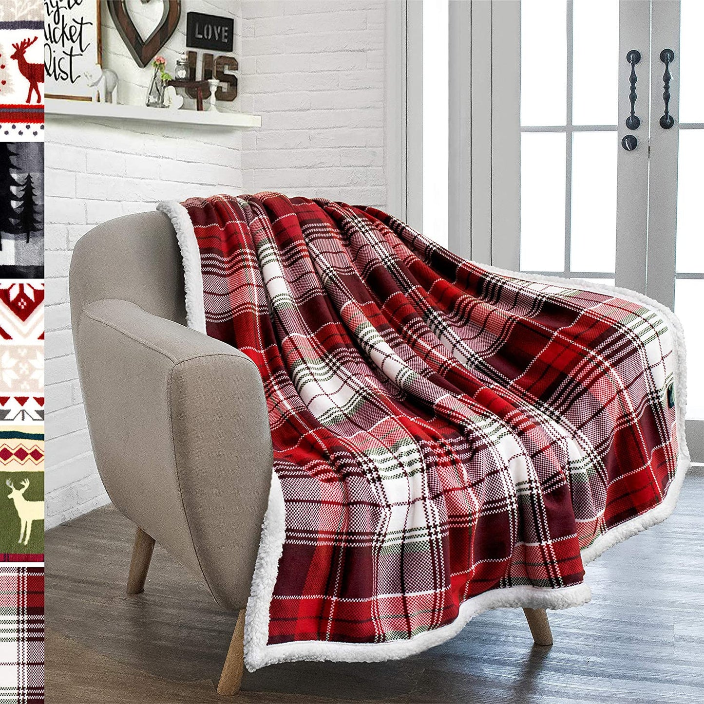 Red plaid flannel wool blanket