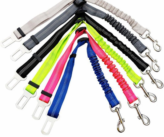 Adjustable Dog Seat Belt Dog Car Seatbelt Harness Leads Elastic Reflective Safety Rope