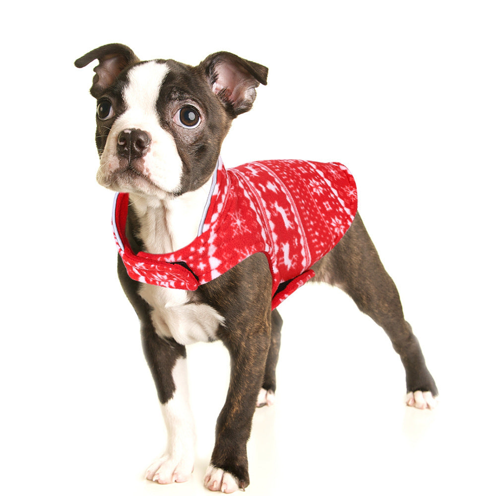 Christmas Printed Polar Fleece Double-sided Dog Jacket