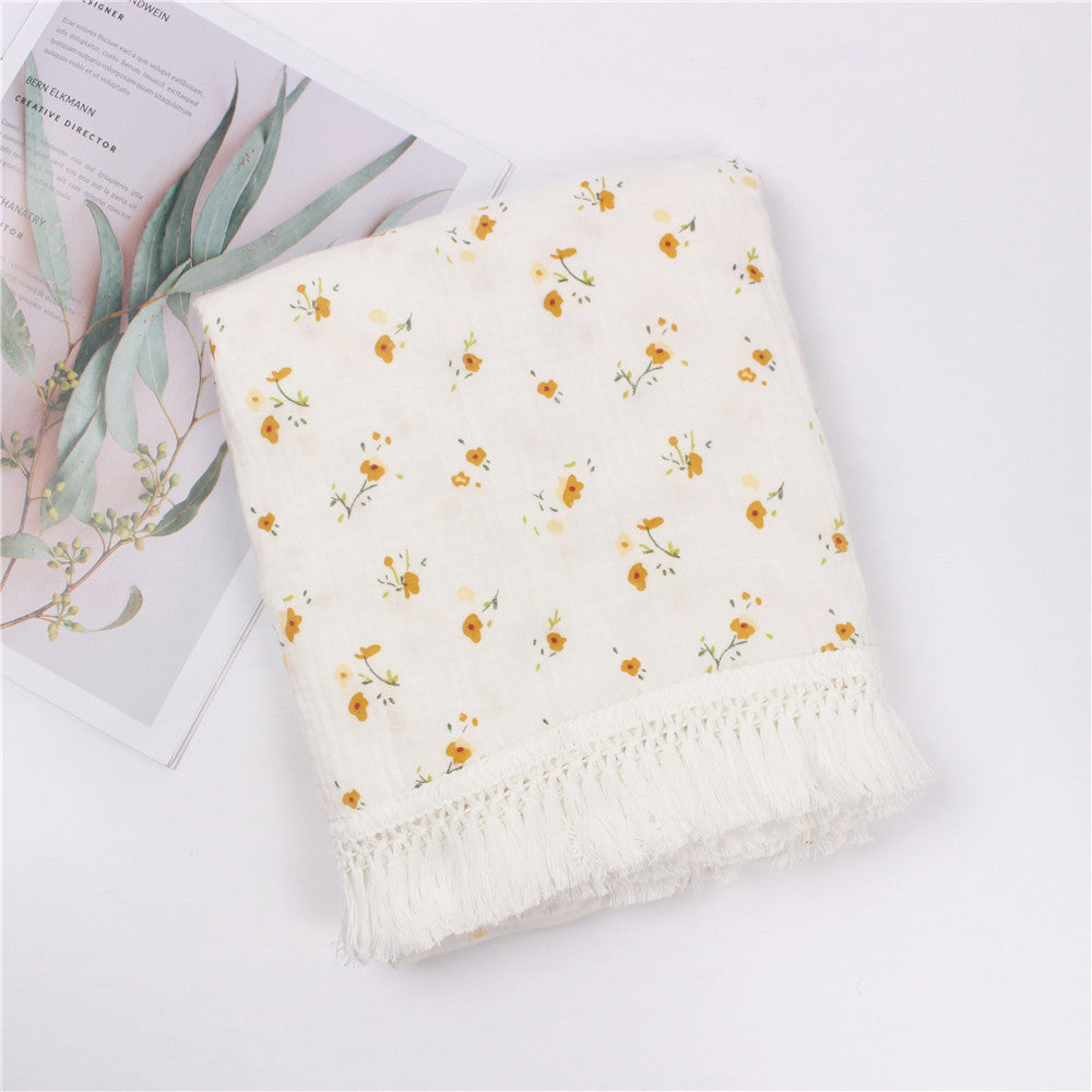 Children's Cotton Printed Tassel Blanket Baby Gauze