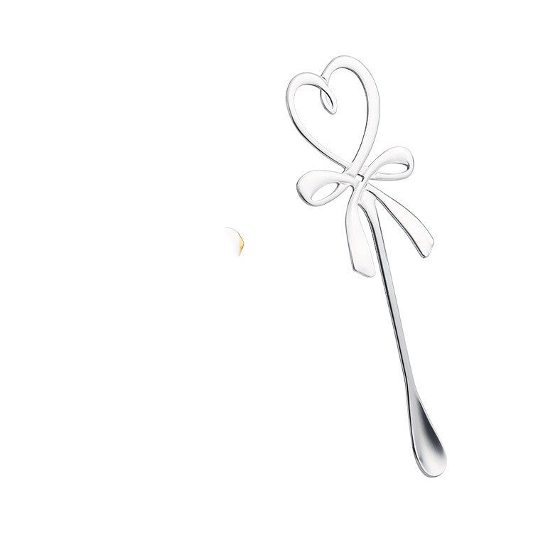 Gold-plated silver love bow stainless steel coffee spoon