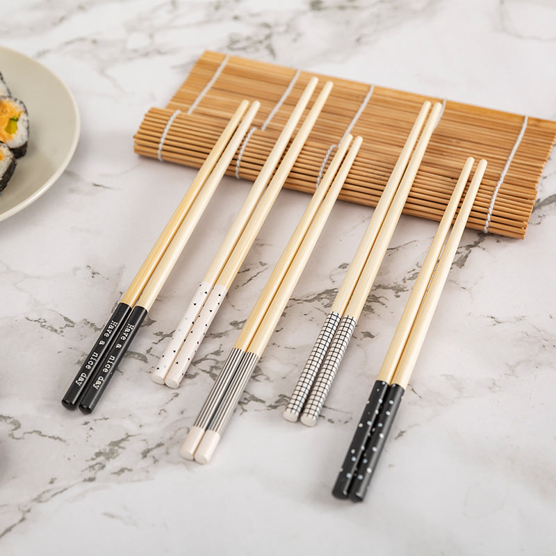 Geometric English Household Square Non-slip Durable Creative Chopsticks