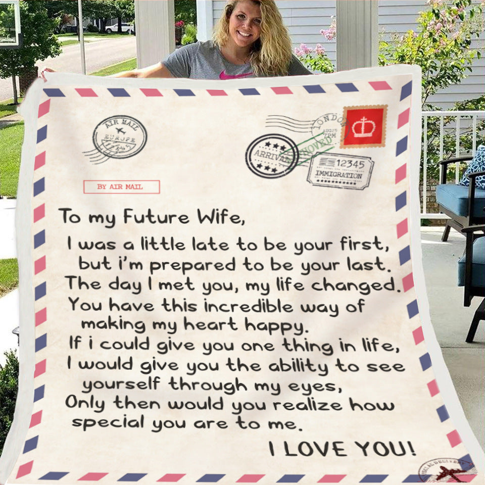 Fleece Blanket to My Daughter Son Wife Letter Printed Quilts Air Mail Blankets Positive Encourage and Love GiftsDrop Ship