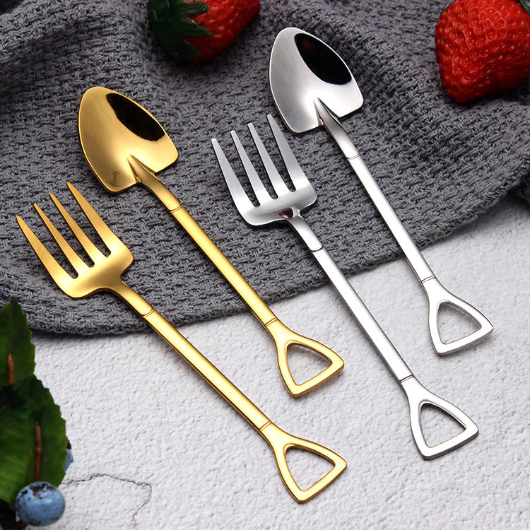 Stainless steel spade dessert fork spoon multicolor