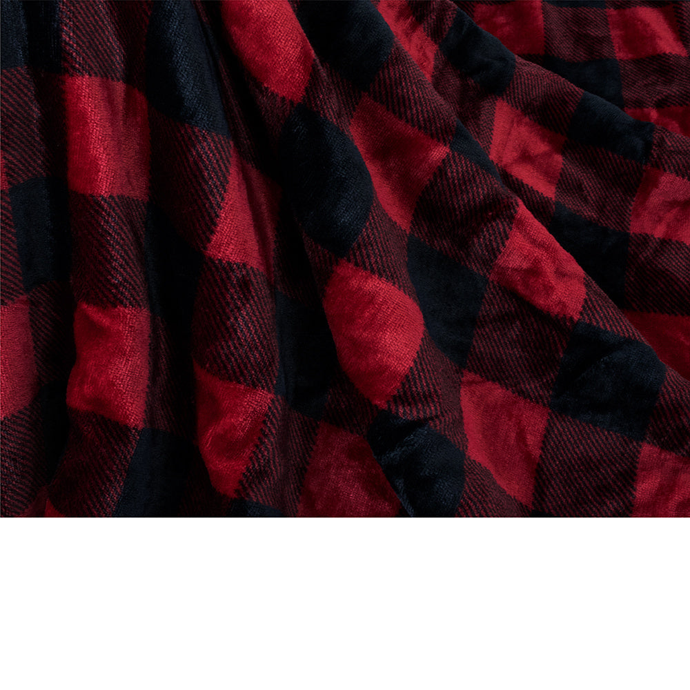 Red plaid flannel wool blanket