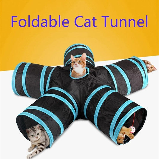 Foldable Pet Tunnel Multi-Channel Cat Dog Tent Indoor 2 3 4 5 Way