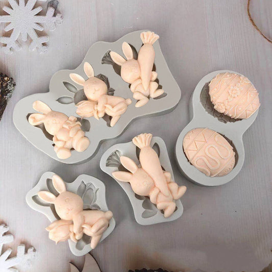 3D Rabbit Easter Bunny Silicone Cake Molds Fondant Resin Molds Cake Tools Pastry Kitchen Baking Accessories