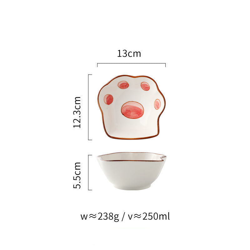 Japanese Style Cute Cartoon Cat Paw Dishes Set