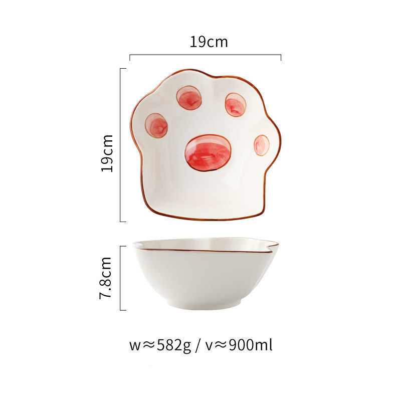 Japanese Style Cute Cartoon Cat Paw Dishes Set