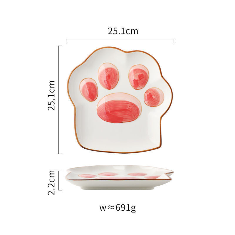 Japanese Style Cute Cartoon Cat Paw Dishes Set