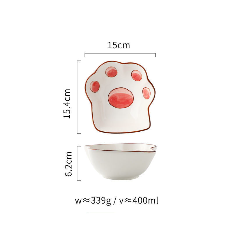 Japanese Style Cute Cartoon Cat Paw Dishes Set