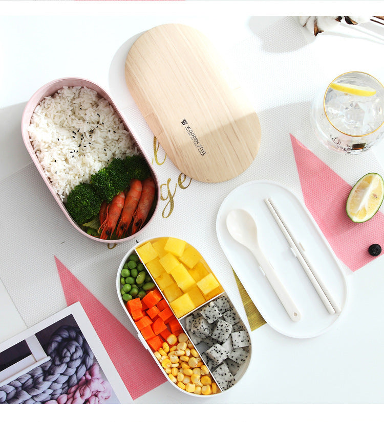 Nordic Style Wooden Sushi Lunch Box Sealed Leak-Proof Lunch Box With Cutlery