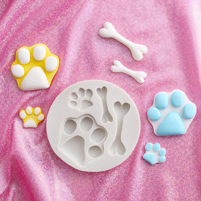 Fondant Silicone Mold Bear Palm Bone Dog Claw Biscuit Cake Baking