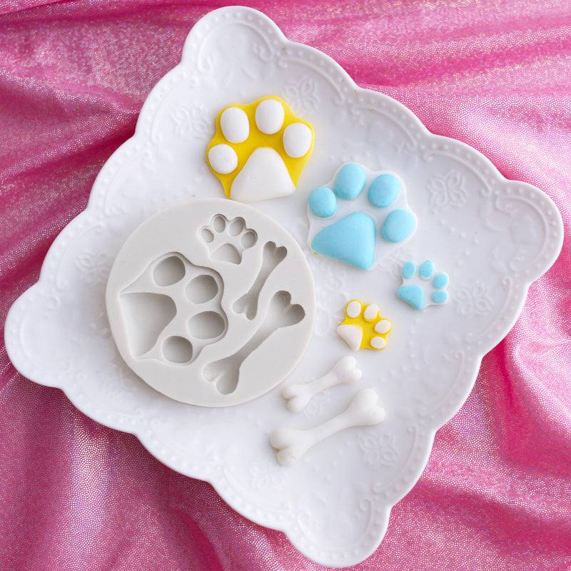 Fondant Silicone Mold Bear Palm Bone Dog Claw Biscuit Cake Baking