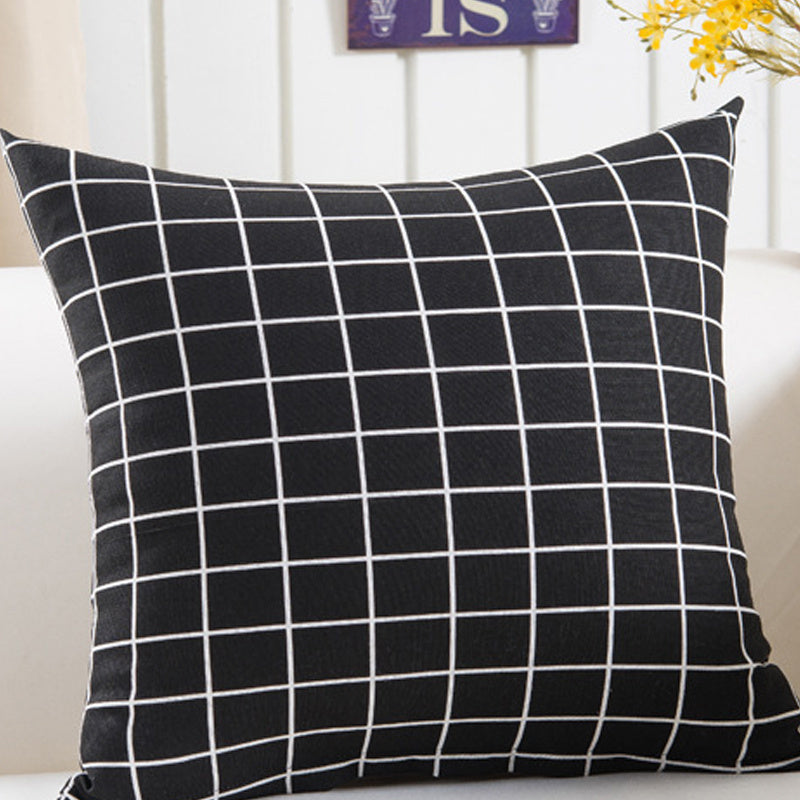 Plush Geometric Black And Yellow Sofa Pillowcase