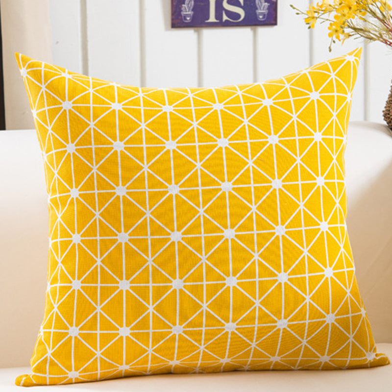 Plush Geometric Black And Yellow Sofa Pillowcase