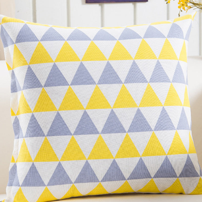 Plush Geometric Black And Yellow Sofa Pillowcase