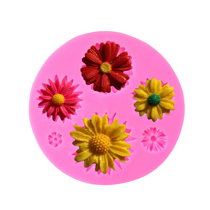 Daisy Sun Flower Sunflower Chrysanthemum Fondant Silicone Mold Diy Chocolate Cake Mold