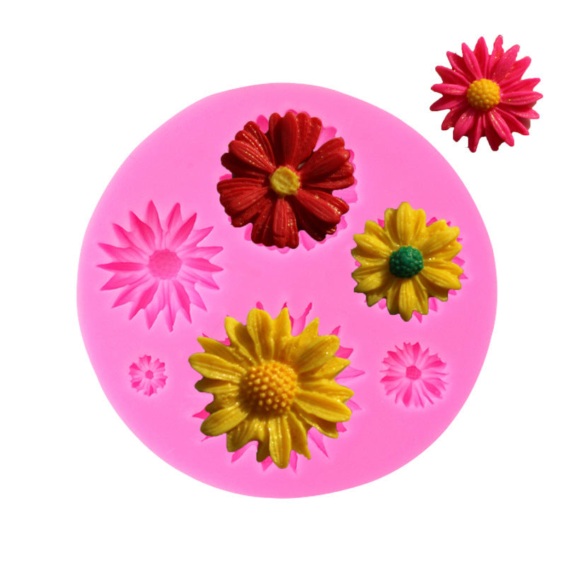 Daisy Sun Flower Sunflower Chrysanthemum Fondant Silicone Mold Diy Chocolate Cake Mold